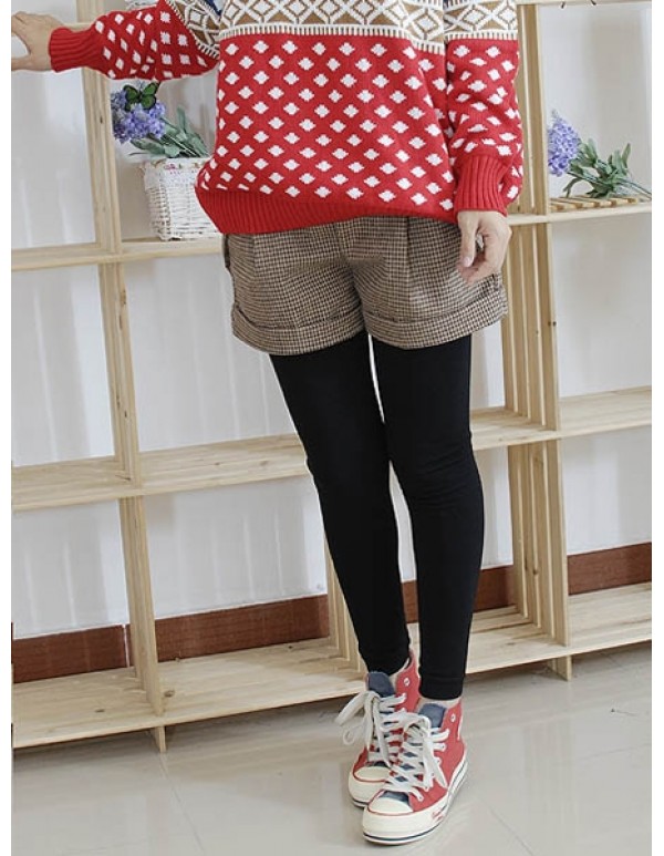Plaid Pattern Curling Woolen Shorts Pants