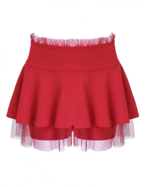 Solid Color Women Flounced Lace Culottes Lotus Leaf Shorts Short Skirt
