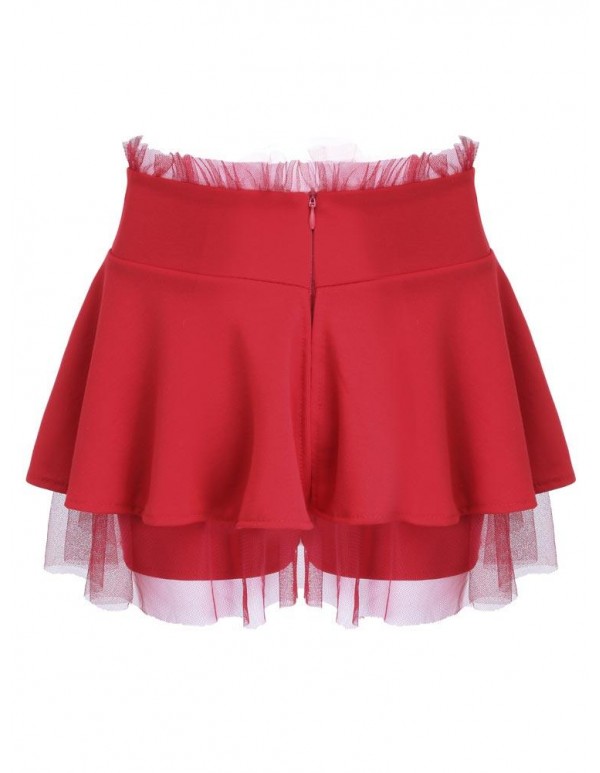 Solid Color Women Flounced Lace Culottes Lotus Leaf Shorts Short Skirt