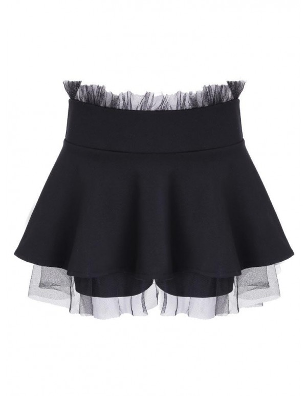 Solid Color Women Flounced Lace Culottes Lotus Leaf Shorts Short Skirt