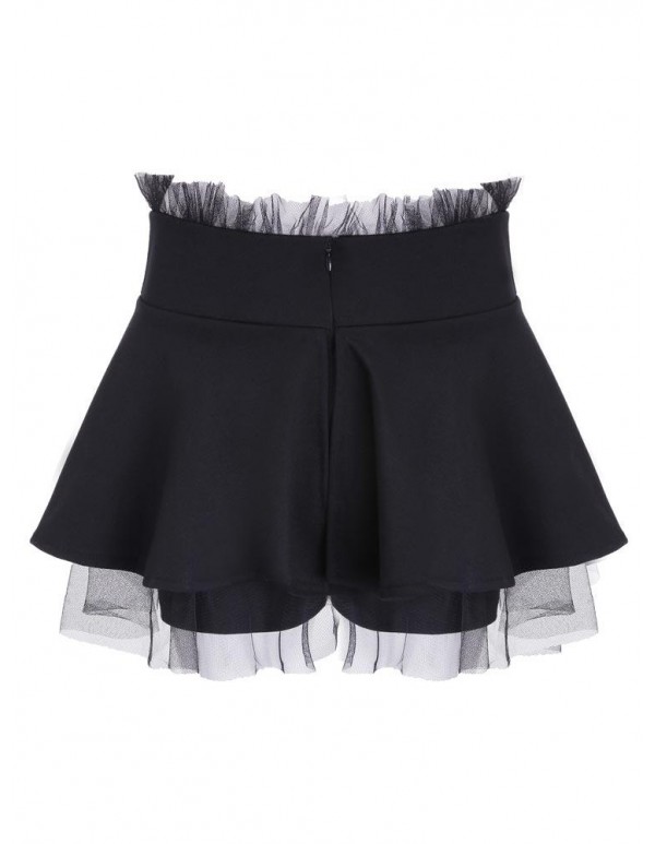 Solid Color Women Flounced Lace Culottes Lotus Leaf Shorts Short Skirt