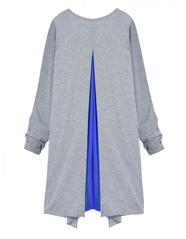 Plus Size Casual Chiffon Patchwork Long Sleeve Cardigan