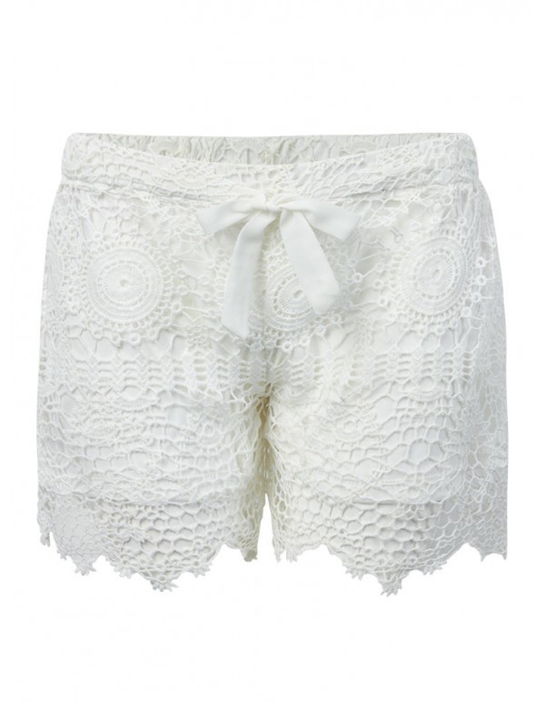 Lace Hem Crochet Shorts For Women Beach Hollow Out Short Pants
