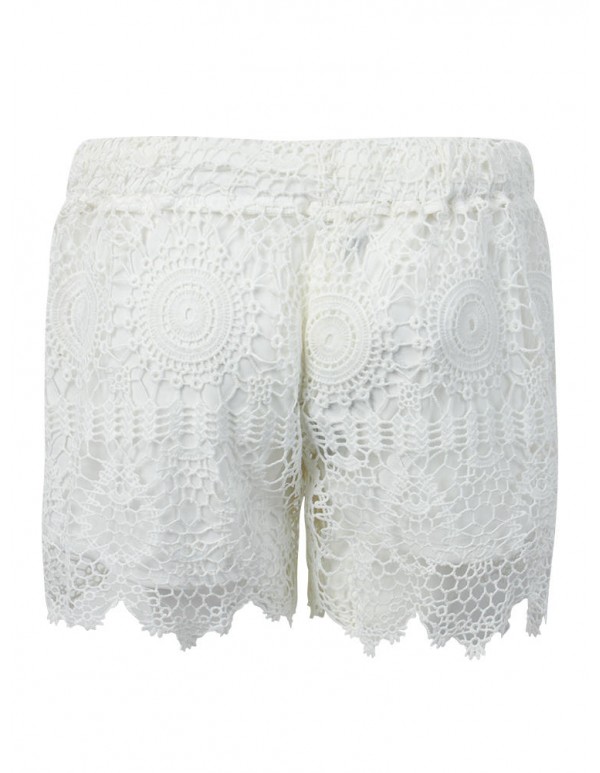 Lace Hem Crochet Shorts For Women Beach Hollow Out Short Pants
