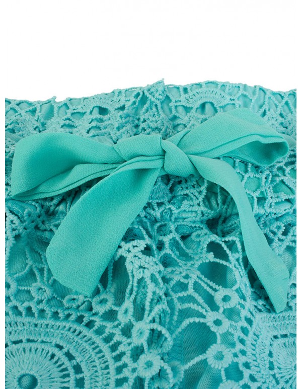 Lace Hem Crochet Shorts For Women Beach Hollow Out Short Pants