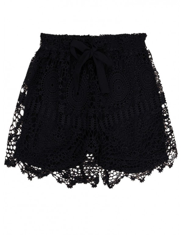 Lace Hem Crochet Shorts For Women Beach Hollow Out Short Pants