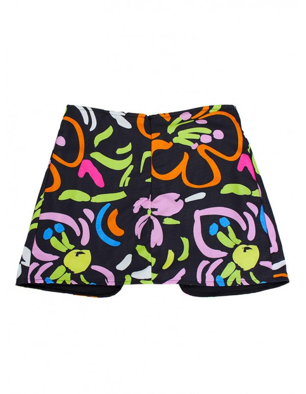 Fashion Women Floral Printed High Waist Double Button Shorts Pants