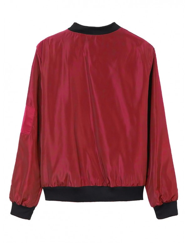 Fashion Women Stand Collar Zipper Pocket Sport Jacket
