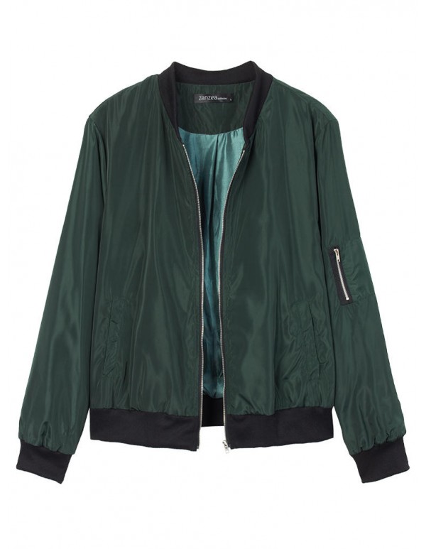 Fashion Women Stand Collar Zipper Pocket Sport Jacket