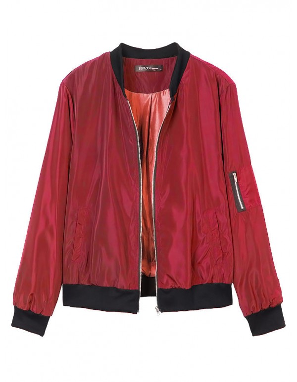 Fashion Women Stand Collar Zipper Pocket Sport Jacket