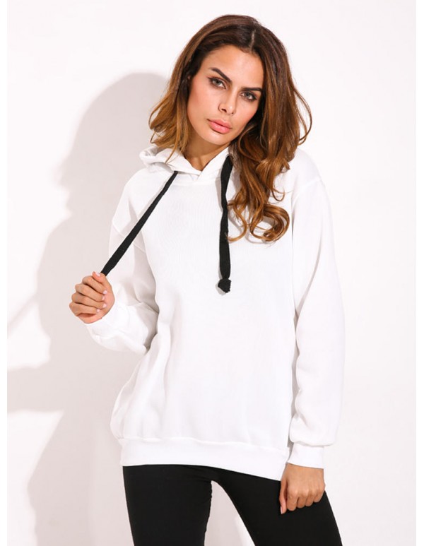Casual Women Drawstring Long Sleeve Zipper Hem Hoodies