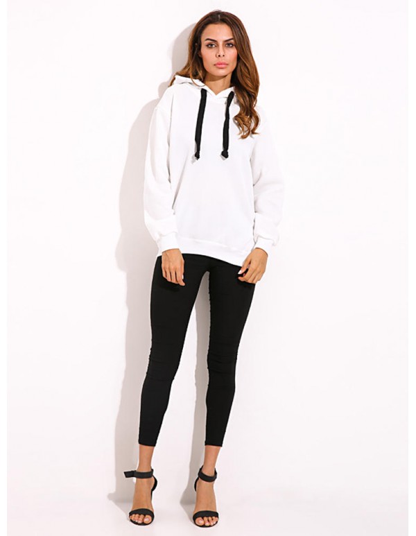 Casual Women Drawstring Long Sleeve Zipper Hem Hoodies
