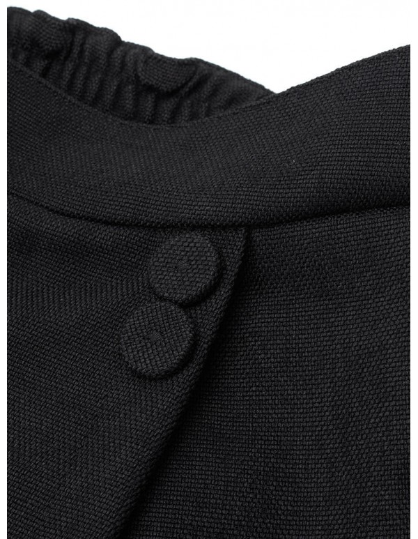 Casual Slim Black Button Stretch Waist Women Shorts Split Skirt