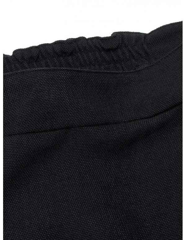 Casual Slim Black Button Stretch Waist Women Shorts Split Skirt