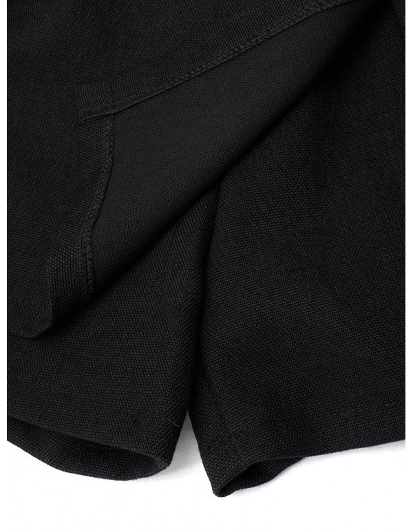 Casual Slim Black Button Stretch Waist Women Shorts Split Skirt