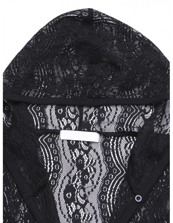 Plus Size Women Sexy Lace Hooded Sunscreen Clothes Jacket