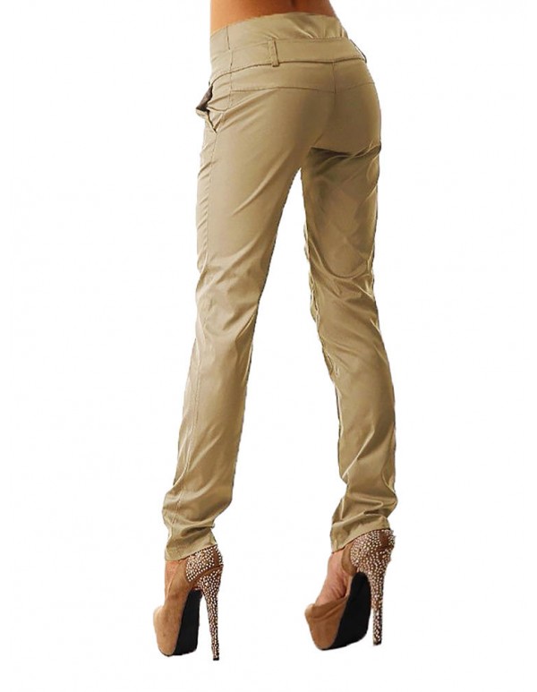 Casual Women Slim High Waist Solid Pattern Pencil Pants