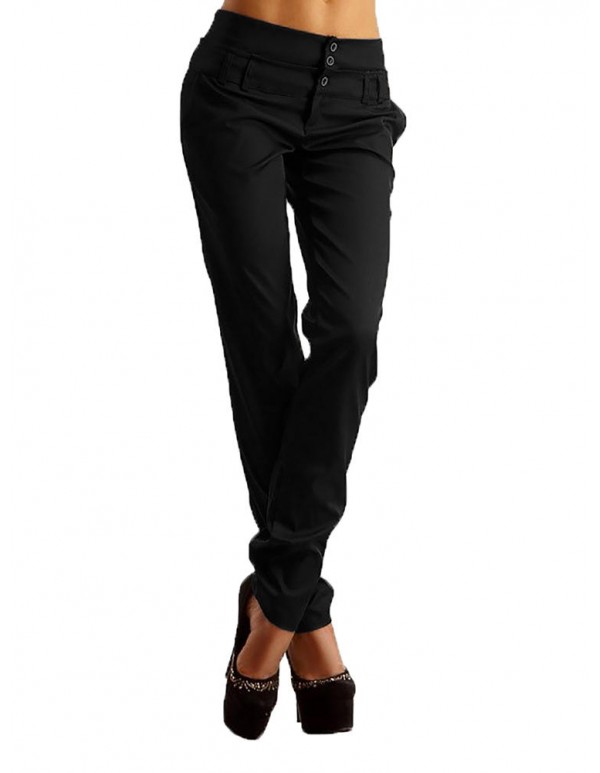 Casual Women Slim High Waist Solid Pattern Pencil Pants