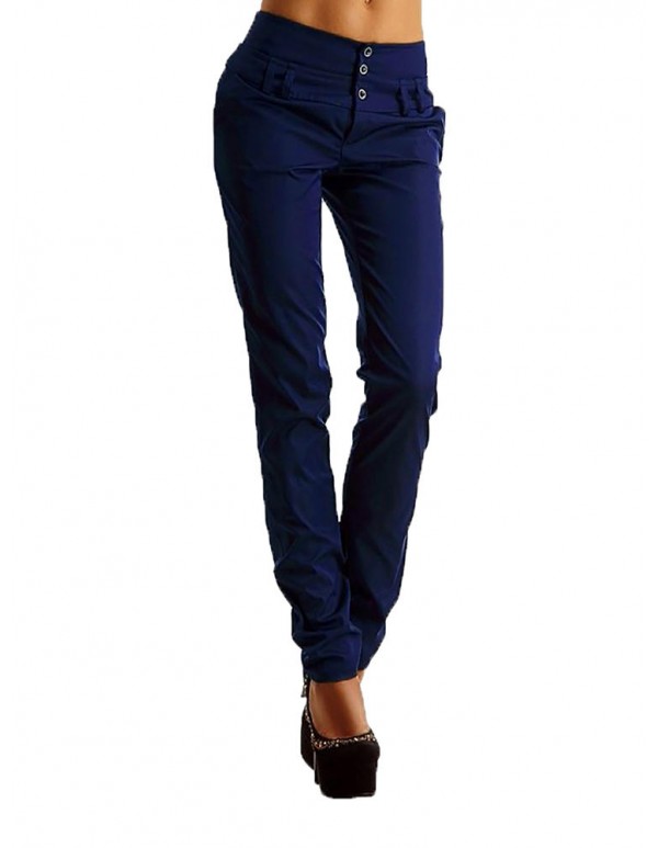 Casual Women Slim High Waist Solid Pattern Pencil Pants