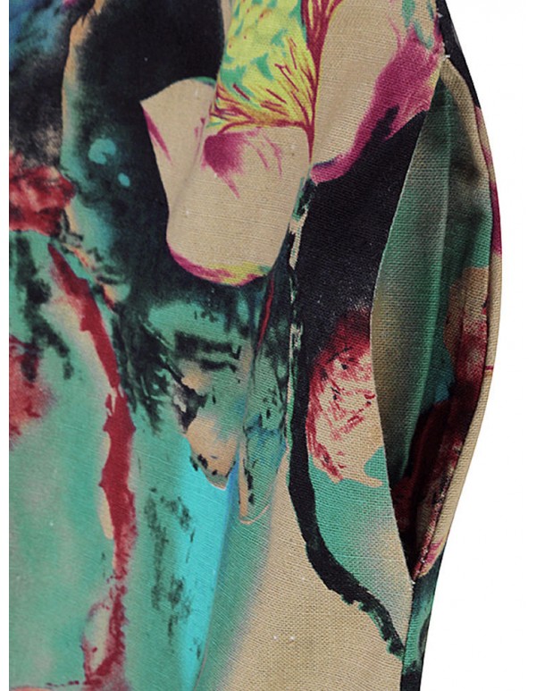 Casual S-5XL Women Loose Lotus Printing Dress