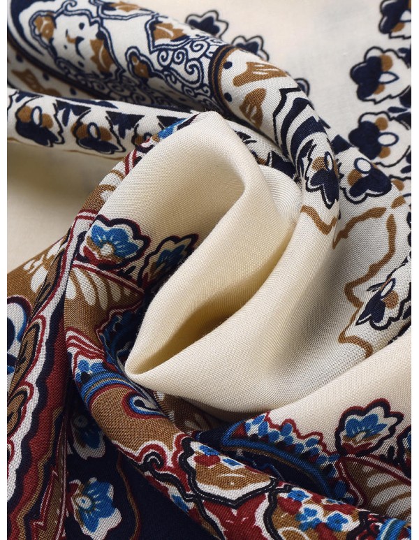 Plus Size Floral Women Dress V-neck Tied Rope Dresses