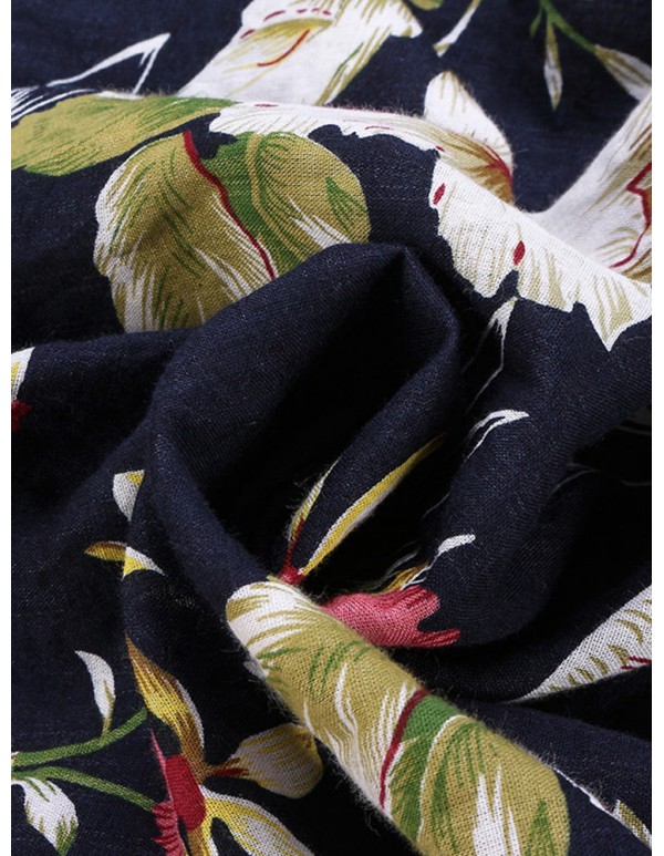 S-5XL Vintage Women Floral Printed Dress