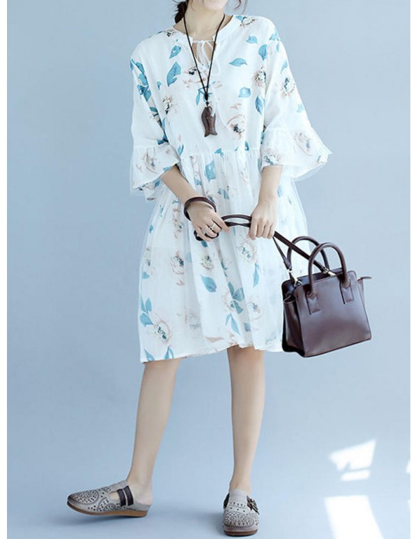 Women Mesh Tulle Dress Patchwork Half Sleeve Floral A-Line Dresses