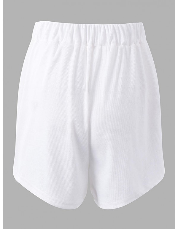 Sexy Women Deep V-Necklace-Up T-shirt Elastic Waist Shorts Set