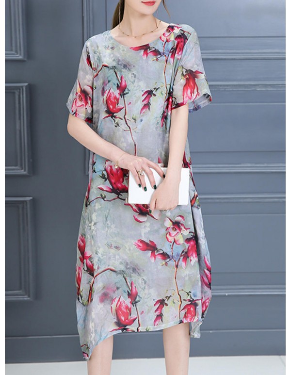 Plus Size Women Casual Dress Summer Long Maxi Robe Dresses