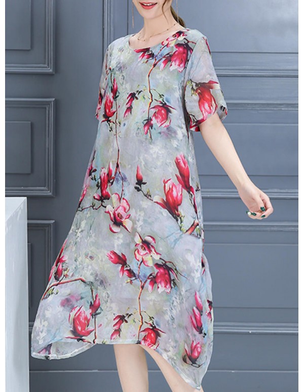Plus Size Women Casual Dress Summer Long Maxi Robe Dresses