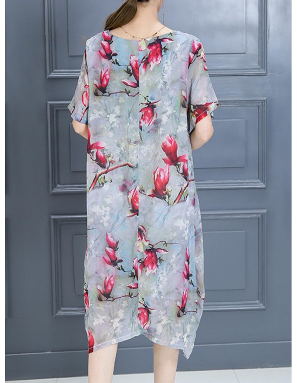 Plus Size Women Casual Dress Summer Long Maxi Robe Dresses