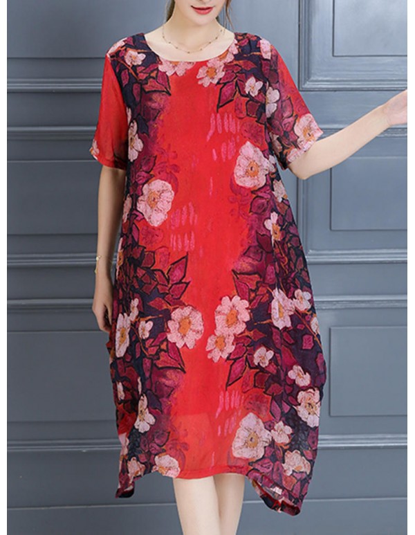 Plus Size Women Casual Dress Summer Long Maxi Robe Dresses