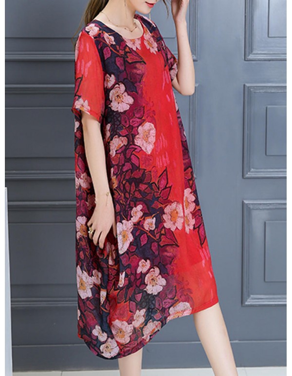 Plus Size Women Casual Dress Summer Long Maxi Robe Dresses