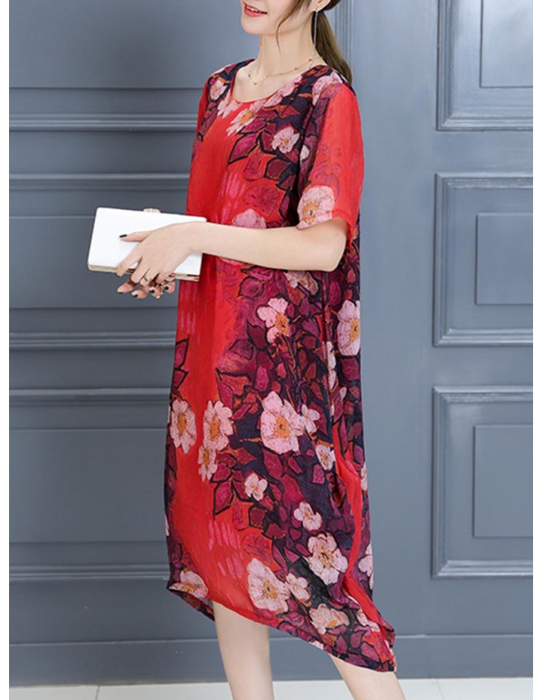 Plus Size Women Casual Dress Summer Long Maxi Robe Dresses