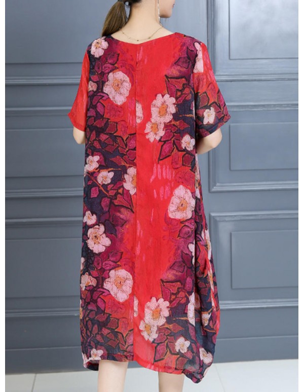 Plus Size Women Casual Dress Summer Long Maxi Robe Dresses
