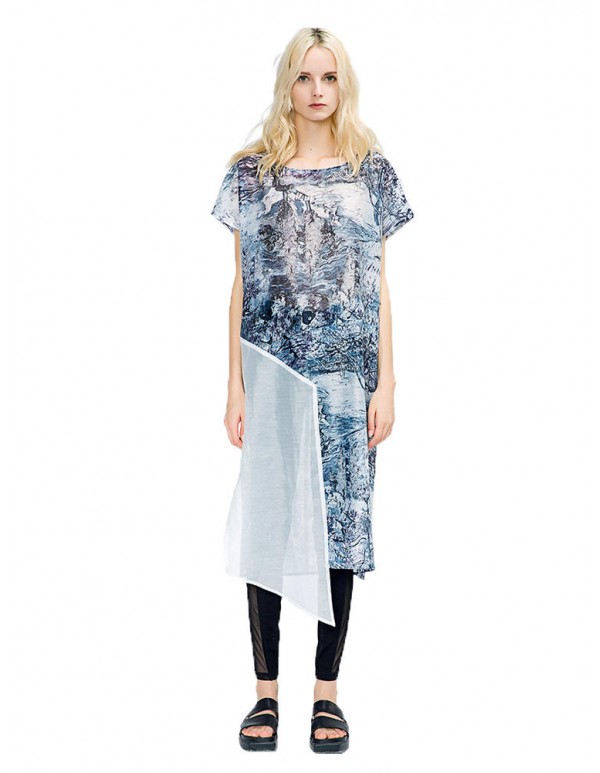 Plus Size Hot Sale Women Elegant Asymmetrical Organza Dress Long Print Dress