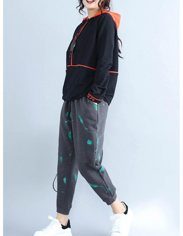 Plus Size Casual Women Print Sport Sweatshirt