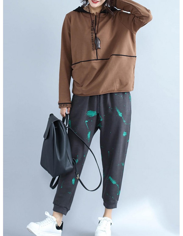 Plus Size Casual Women Print Sport Sweatshirt