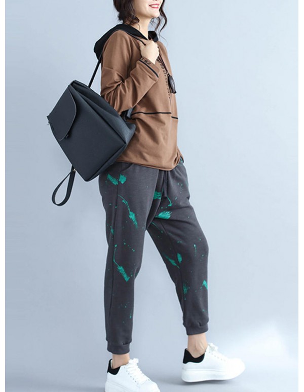 Plus Size Casual Women Print Sport Sweatshirt