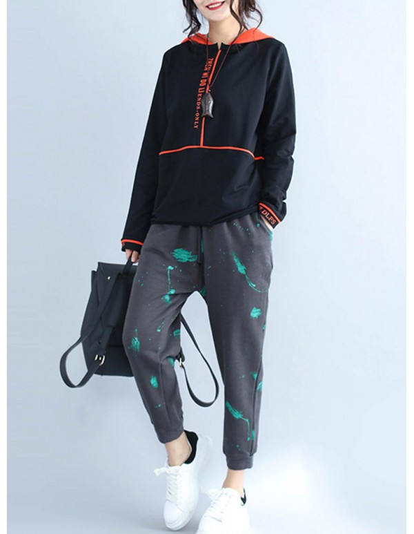 Plus Size Casual Women Print Sport Sweatshirt