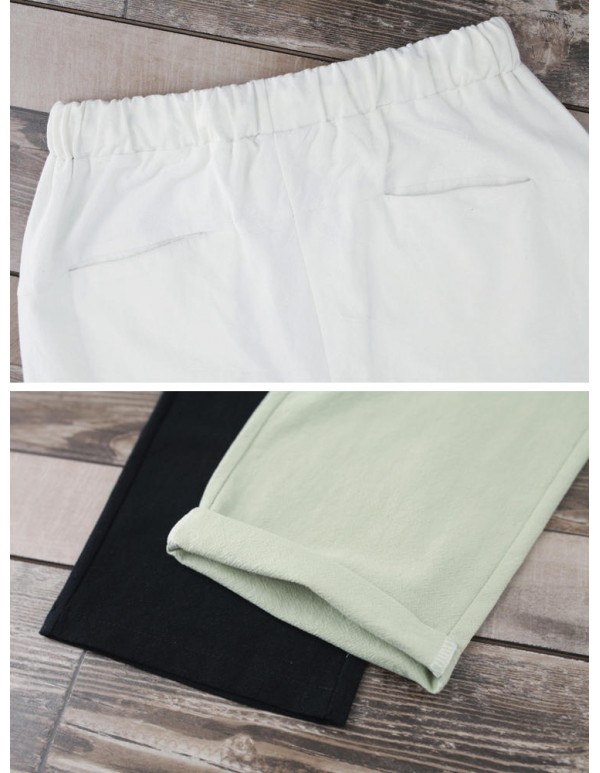 Plus Size Casual Women Pure Color Loose Elastic Waist Pants