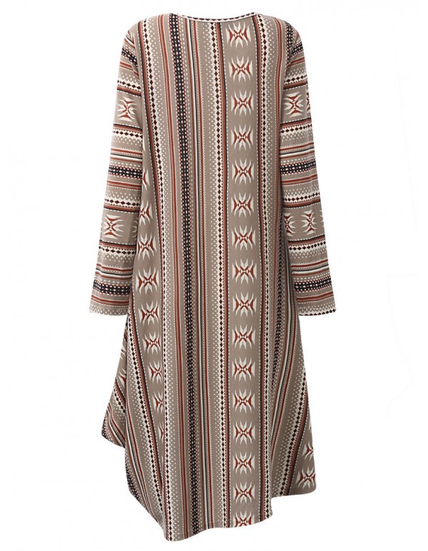 Vintage Women Geometric Printed Irregular Dress