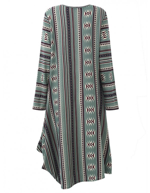 Vintage Women Geometric Printed Irregular Dress
