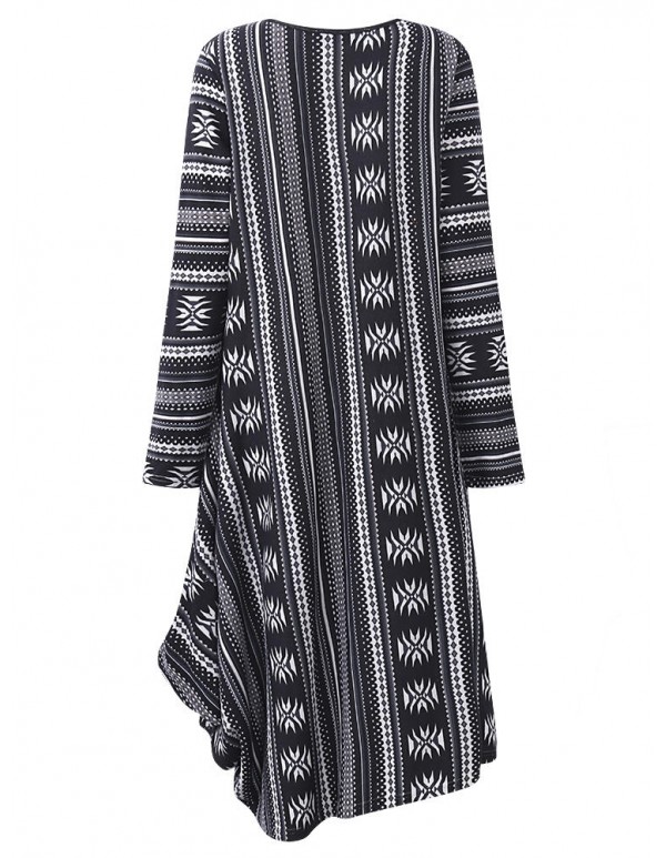 Vintage Women Geometric Printed Irregular Dress