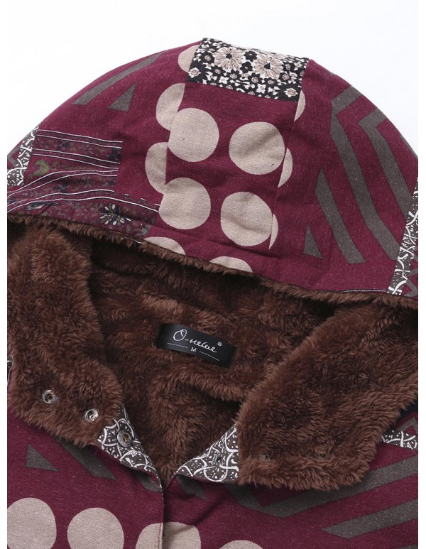 L-5XL Vintage Women Fleece Thick Coats