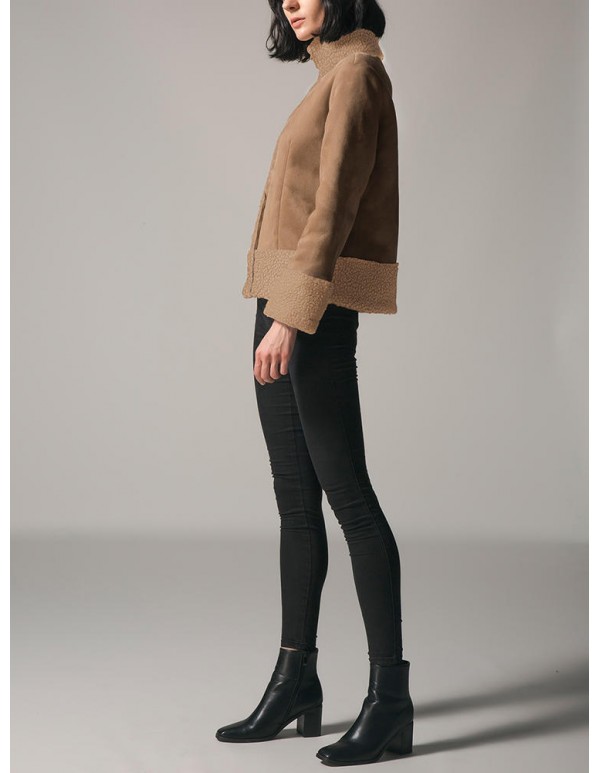 Plus Size Casual Women Zipper Turtleneck Coat Patchwork Jacket