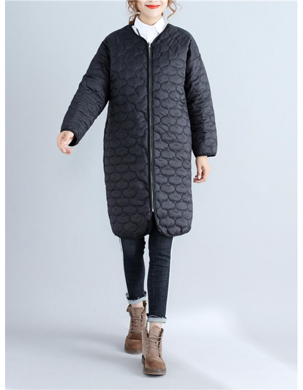 Women Long Sleeve Straight Quilted Jacket