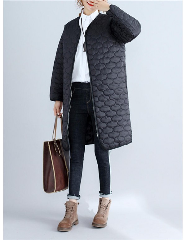 Women Long Sleeve Straight Quilted Jacket