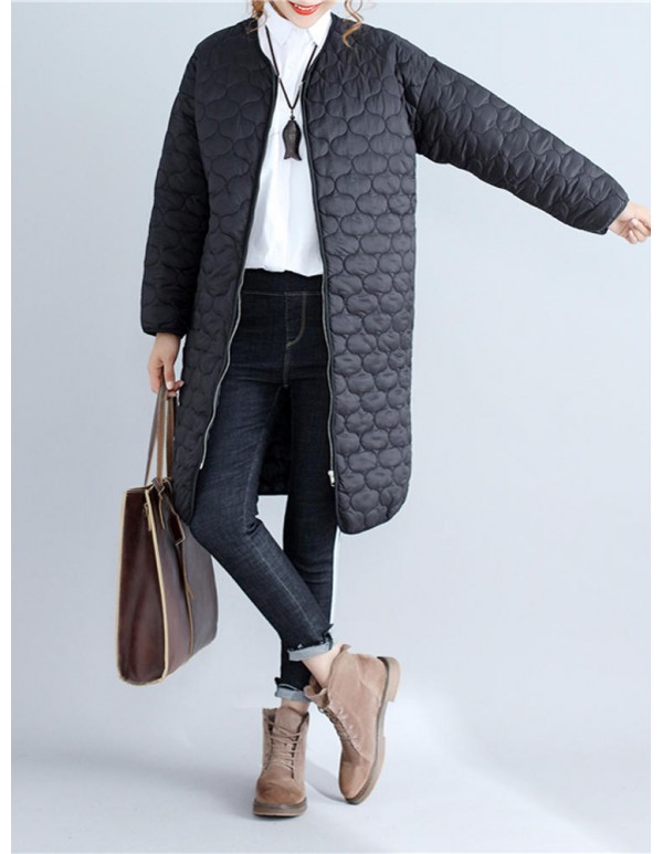 Women Long Sleeve Straight Quilted Jacket