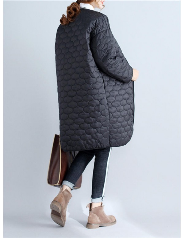 Women Long Sleeve Straight Quilted Jacket